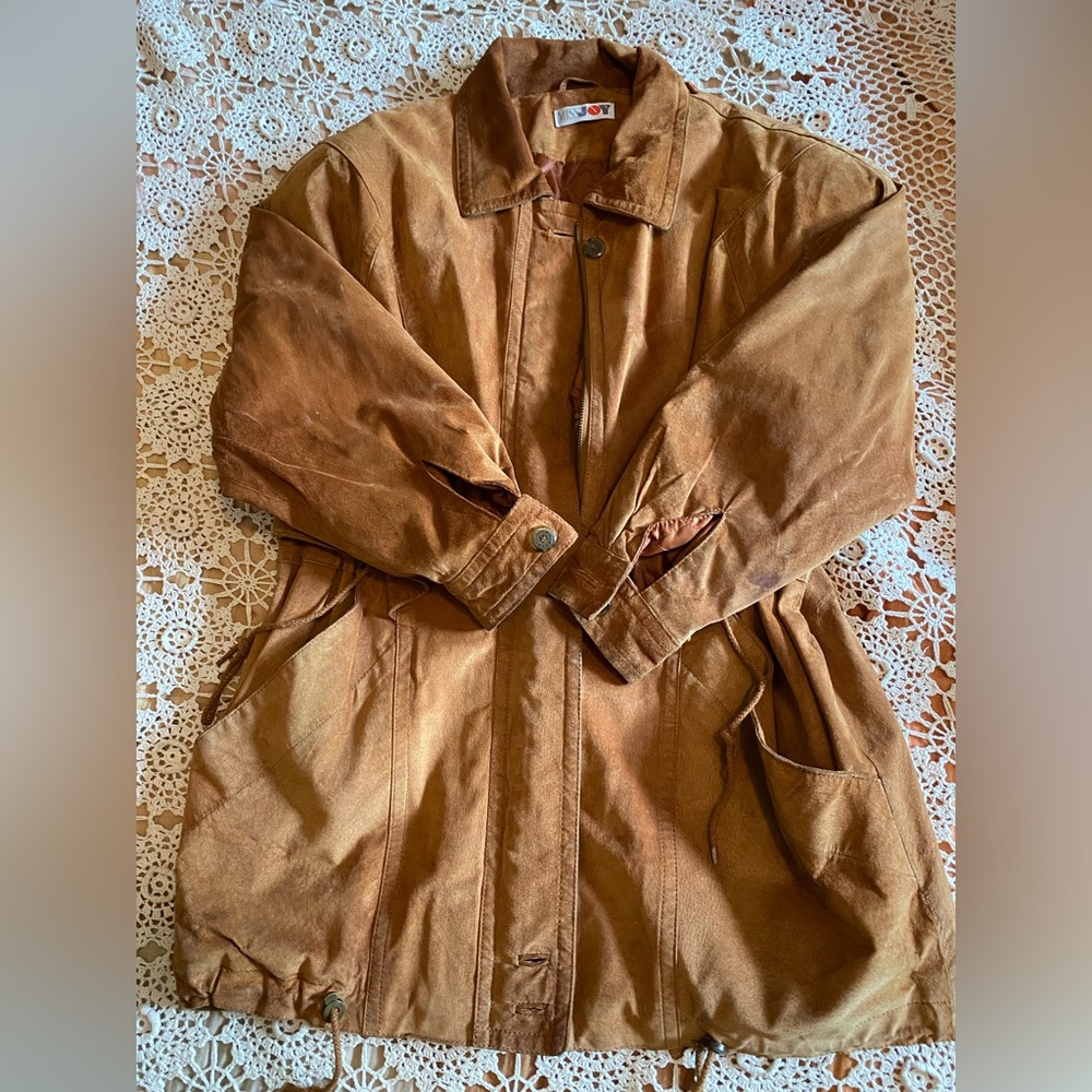 Vintage Suede Jacket/Coat w/detachable hood